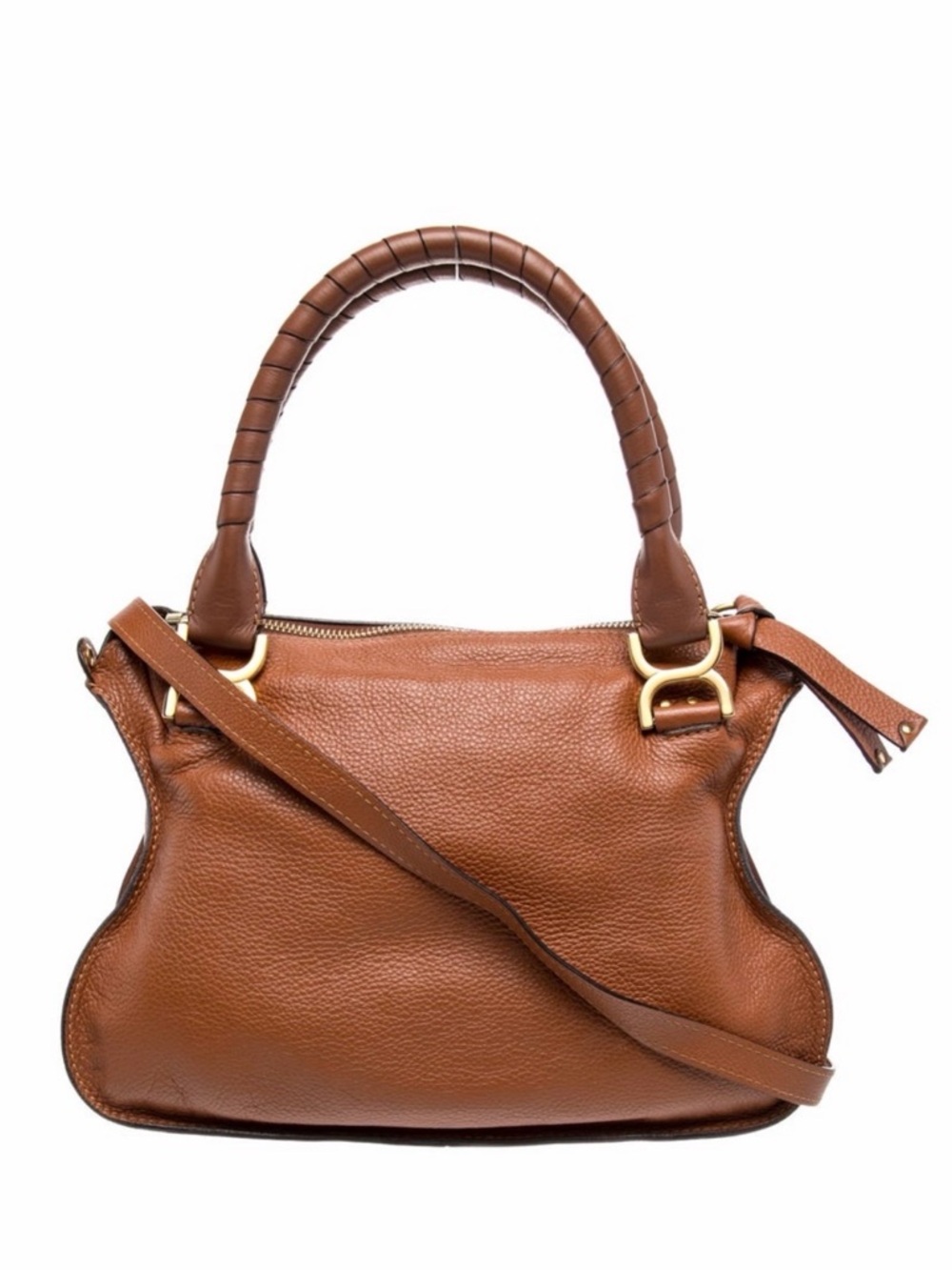 Chloe Marcie Top Handle Brown Leather Medium Purse Bag Gold Hardware & Strap - Picture 6 of 7